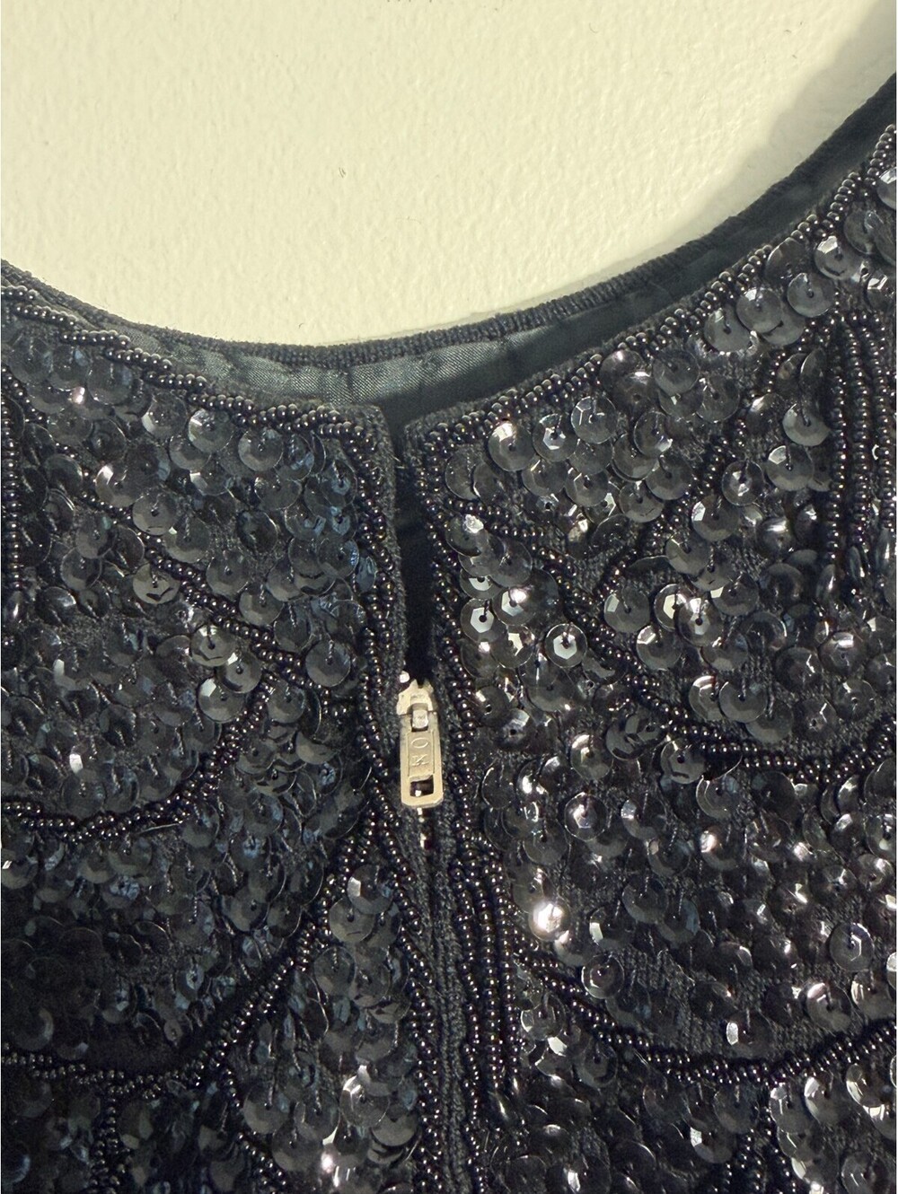 VINTAGE BLACK 1950'S BEADED SEQUIN BLOUSE - Picture 6 of 8